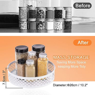 Lazy Susan Organizer, Carbon Steel Turntable Rotating Spice Rack Organizer with Adjustable Height