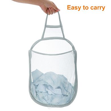 3Pcs Hanging Laundry Hamper Foldable Mesh Laundry Basket with Hooks for Home Storage, Camping Trip