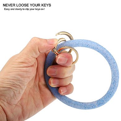 Silicone Wrist Keychain, Bangle Keyring Bracelet Keys Holder, Oversize Round Key Ring