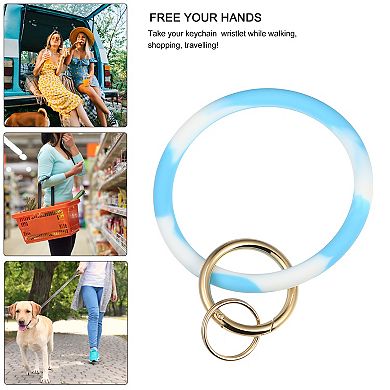Keychain Wristlet, Bracelet Silicone Key Ring Bangle Keyring, Round Key Chain