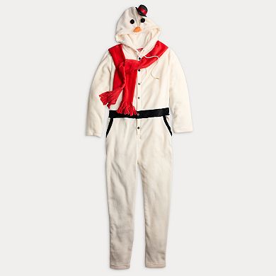 Men's Long Sleeve Dapper Frosty Snowman Hooded Union Suit