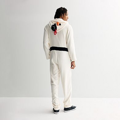 Men's Long Sleeve Dapper Frosty Snowman Hooded Union Suit