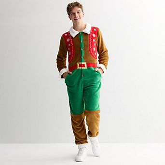 Men's Long Sleeve Gingerbread Man One-Piece Jumpsuit