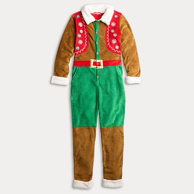 Men's Long Sleeve Gingerbread Man One-Piece Jumpsuit