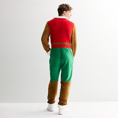 Men's Long Sleeve Gingerbread Man One-Piece Jumpsuit