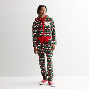 Men's Long Sleeve Gift Wrapped Present To The World Hooded Union Suit