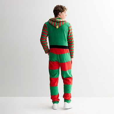 Men's Long Sleeve Striped One-Piece Jumpsuit