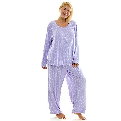 Plus Size Croft & Barrow® 2-pc. Pointelle Long Sleeve Pajama Top & Pajama Pants Set