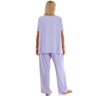 Plus Size Croft & Barrow® 2-pc. Pointelle Short Sleeve Pajama Top & Pajama Pants Set