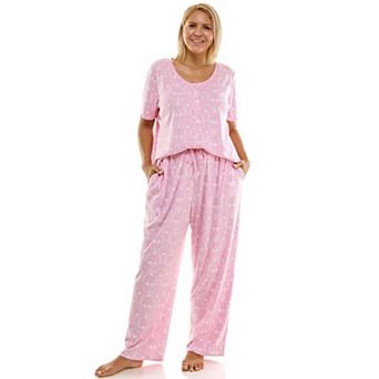 Plus Size Croft & Barrow® 2 pc Pointelle Short Sleeve Pajama Top & Pajama Pants Set