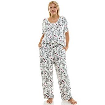 Plus Size Croft & Barrow® 2 pc Pointelle Short Sleeve Pajama Top & Pajama Pants Set