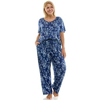 Plus Size Croft & Barrow® 2 pc Pointelle Short Sleeve Pajama Top & Pajama Pants Set