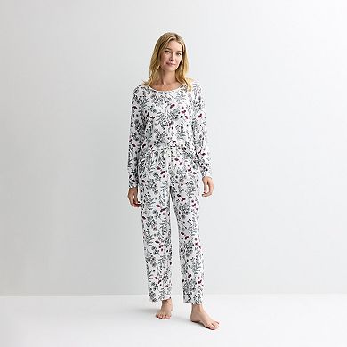 Women's Croft & Barrow® 2-pc. Pointelle Short Sleeve Pajama Top & Pajama Pants Set