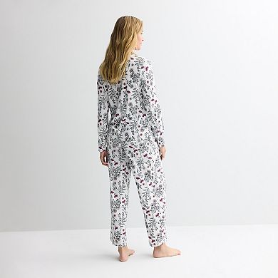 Women's Croft & Barrow® 2-pc. Pointelle Short Sleeve Pajama Top & Pajama Pants Set