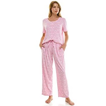 Women's Croft & Barrow® 2 pc Pointelle Short Sleeve Pajama Top & Pajama Pants Set