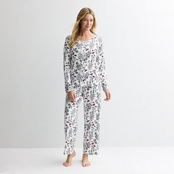 Women's Croft & Barrow® 2 pc Pointelle Short Sleeve Pajama Top & Pajama Pants Set