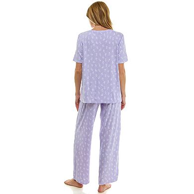 Petite Croft & Barrow® 2-pc. Pointelle Short Sleeve Pajama Top & Pajama Pants Set