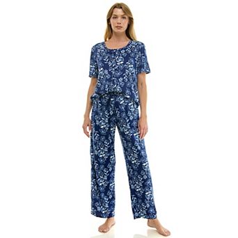 Petite Croft & Barrow® 2 pc Pointelle Short Sleeve Pajama Top & Pajama Pants Set