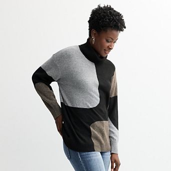 Women's Apt. 9® Colorblock Turtleneck Sweater Top