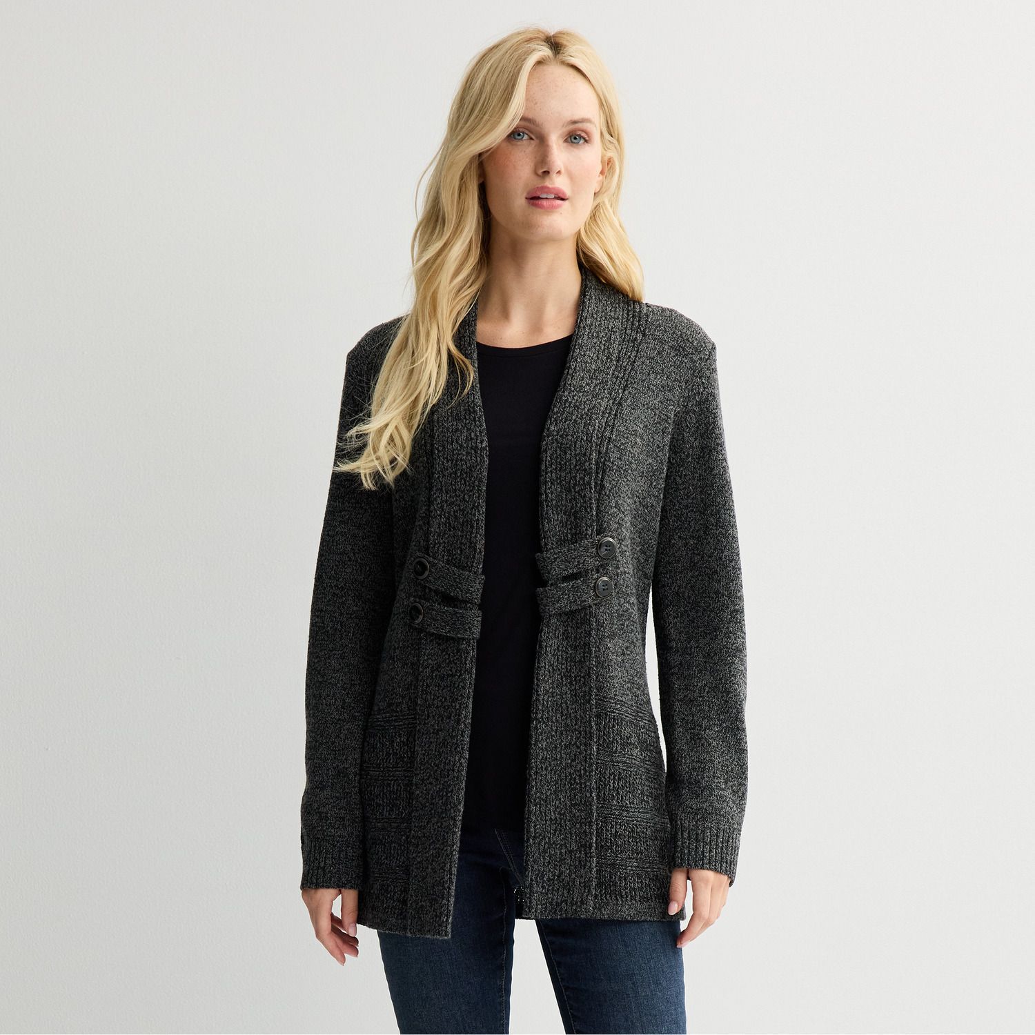 Женский кардиган Apt. 9 Long Sleeve Sweater Cardigan, цвет: Угольный серый