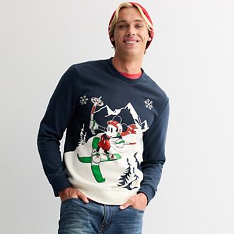 Men's Disney's Mickey Mouse Skiing Slopes Graphic Sweater