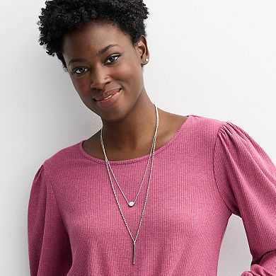 Women's Apt. 9® High-Low Twist Hem Top with Necklace
