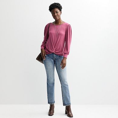 Women's Apt. 9® High-Low Twist Hem Top with Necklace