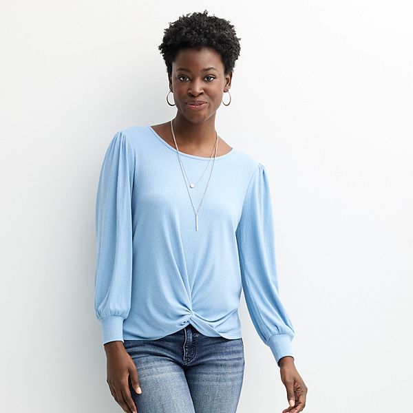 Women's Apt. 9® High-Low Twist Hem Top with Necklace