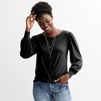 Women's Apt. 9® High-Low Twist Hem Top with Necklace