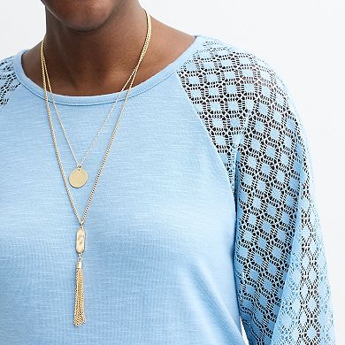 Women's Apt. 9® Lace Sleeve Top with Necklace