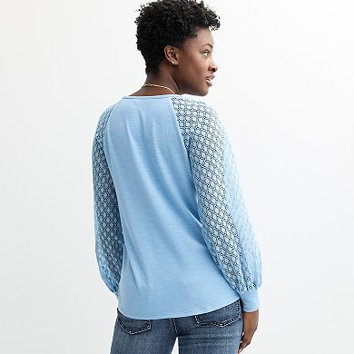 Women's Apt. 9® Lace Sleeve Top with Necklace