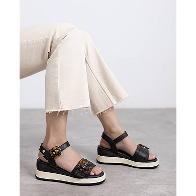 Carmela Leather Women's Wedge Sandals By XTI 162227