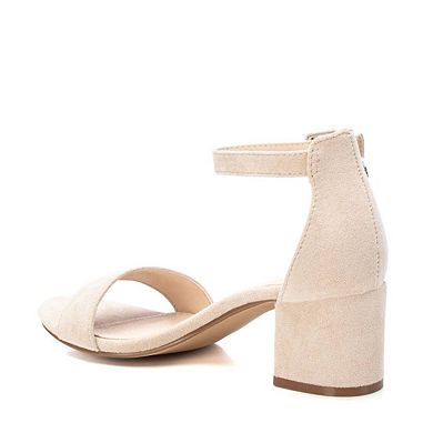 Women's Block Heel Suede Sandals BG By XTI, Ivory 17078903