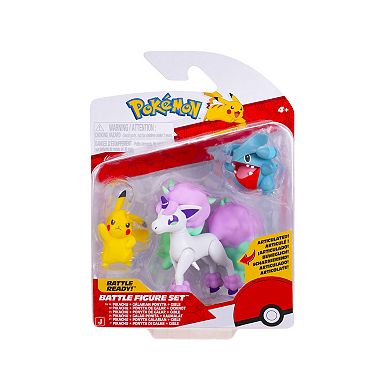 Pokemon 3-pk. Battle Figure Set with Gible, Pikachu & Galarian Ponyta