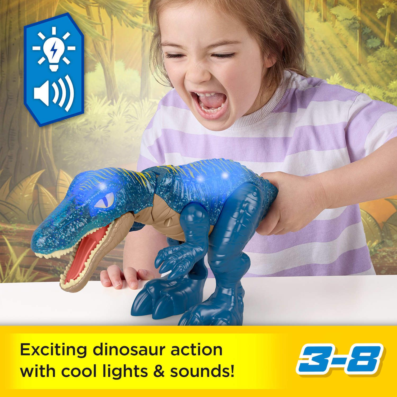 Детские фигурки IMAGINEXT Jurassic World Growl & Glow Baryonyx Dinosaur Toy with Lights & Sounds — фото 2