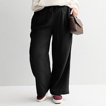 Juniors' Plus Size SO® Double Gauze Wide-Leg Pants