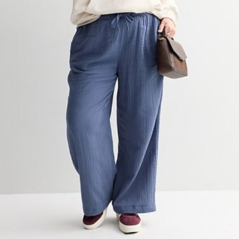Juniors' Plus Size SO® Double Gauze Wide-Leg Pants