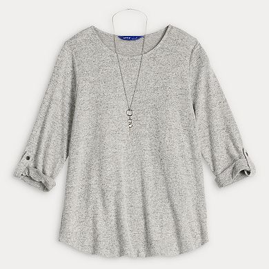 Women's Apt. 9® Three Quarter Sleeve Top with Necklace