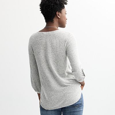 Women's Apt. 9® Three Quarter Sleeve Top with Necklace