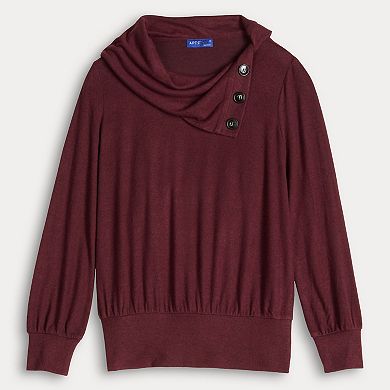 Women's Apt. 9® Cowl Button Neck Long Sleeve Top