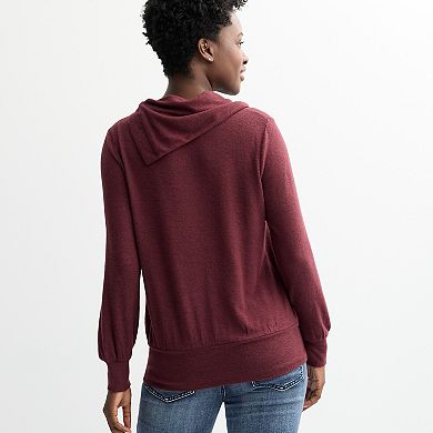 Women's Apt. 9® Cowl Button Neck Long Sleeve Top
