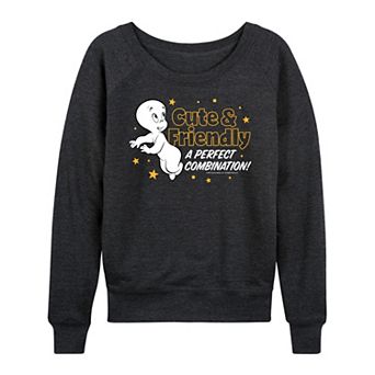 Women's Casper The Friendly Ghost Cute & Friendly French Terry Long Sleeve Tee