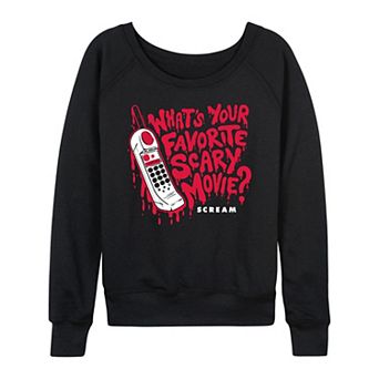 Women's Scream What's Your Favorite Scary Movie Phone French Terry Long Sleeve Tee