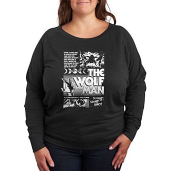Plus Size Universal Monsters The Wolf Man French Terry Long Sleeve Tee