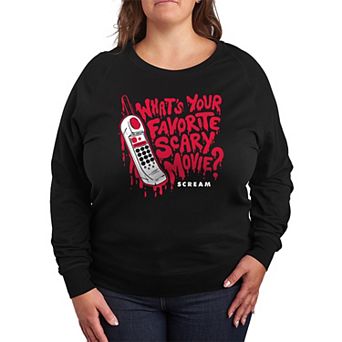 Plus Size Scream What's Your Favorite Scary Movie French Terry Long Sleeve Tee