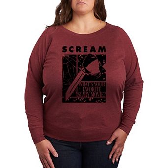 Plus Size Scream What's Your Favorite Scary Movie French Terry Long Sleeve Tee