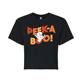 Juniors' Casper The Friendly Ghost Peek-A-Boo Cropped Tee