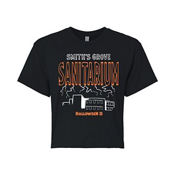 Juniors' Halloween II Smith's Grove Sanitarium Cropped Tee
