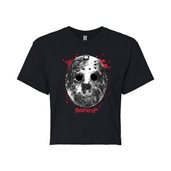 Juniors' Friday The 13th Jason Mask Cropped Tee