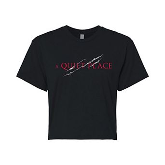 Juniors' A Quiet Place Logo Cropped Tee